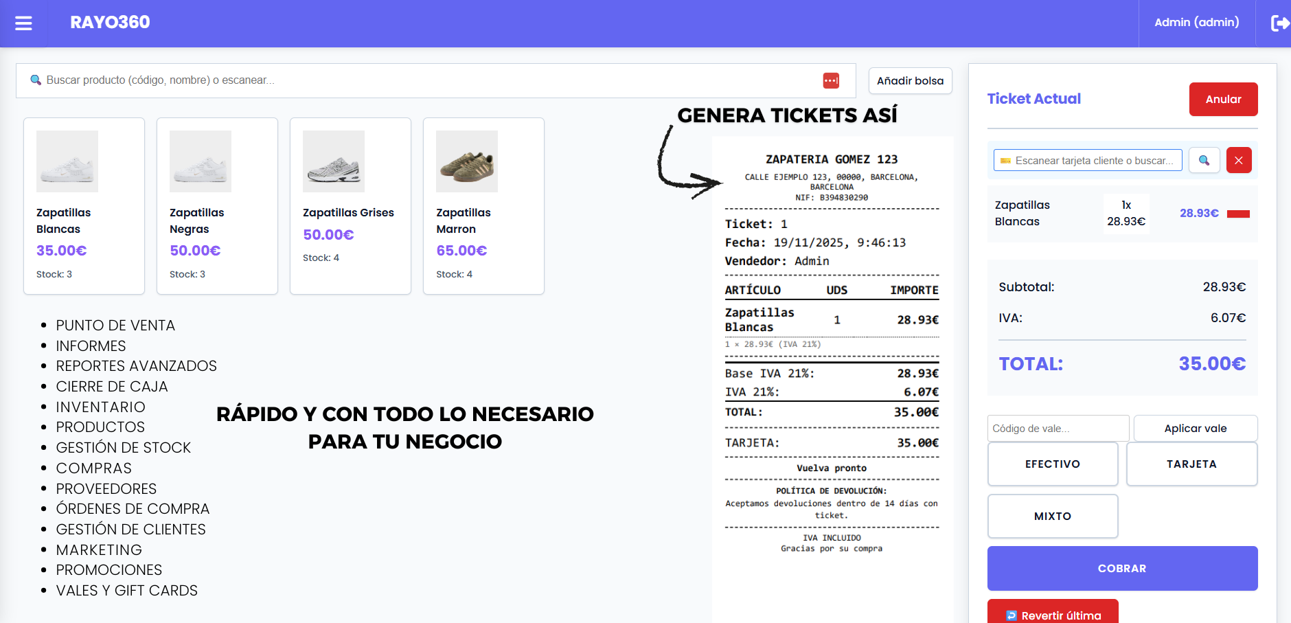 Rayo360 TPV Interface